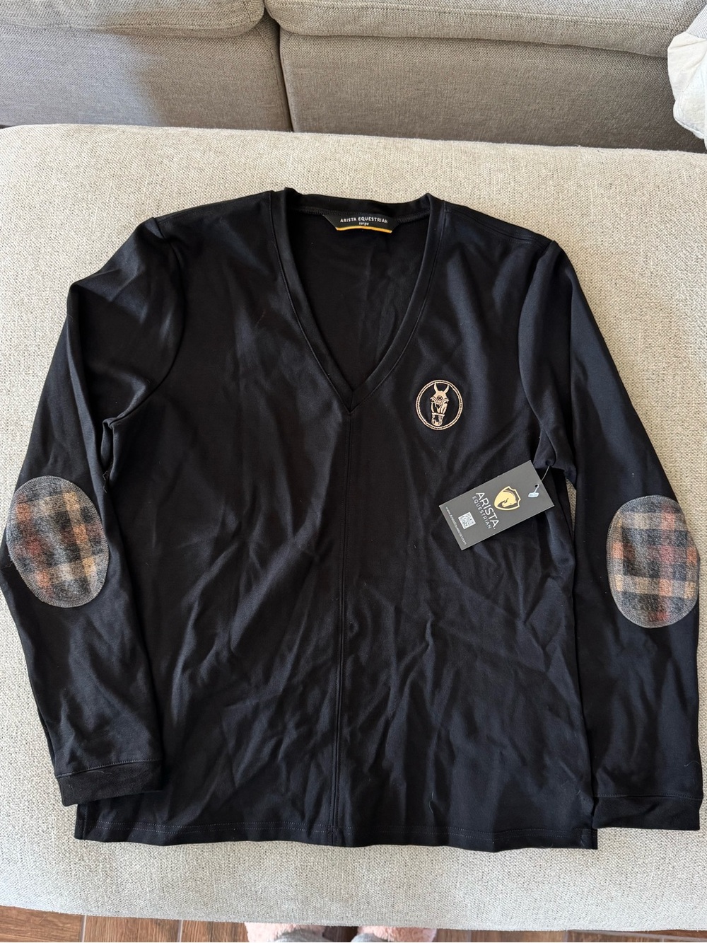 Arista Equestrian Quintessential V-Neck, Black & Sashay Plaid